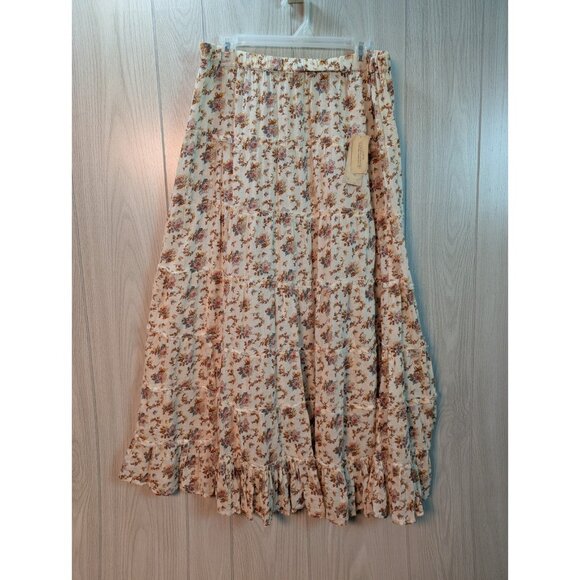 Denim & Supply Ralph Lauren Maxi Skirt Sz Large Tiered Floral  Boho Cottagecore - Picture 1 of 7